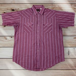 Plains Western Wear Shirt Men XL Purple Plum Pearl Button Up Outdoor Casual Read